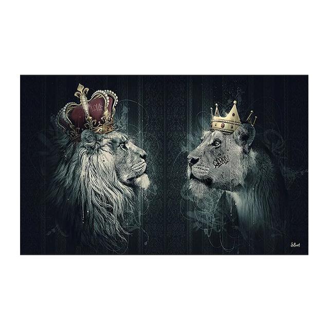 Семья льва, Корона, принт, холст, картина, галерея, Настенный декор, постеры, абстрактные животные с автографом, черно-белые фотографии, подарок