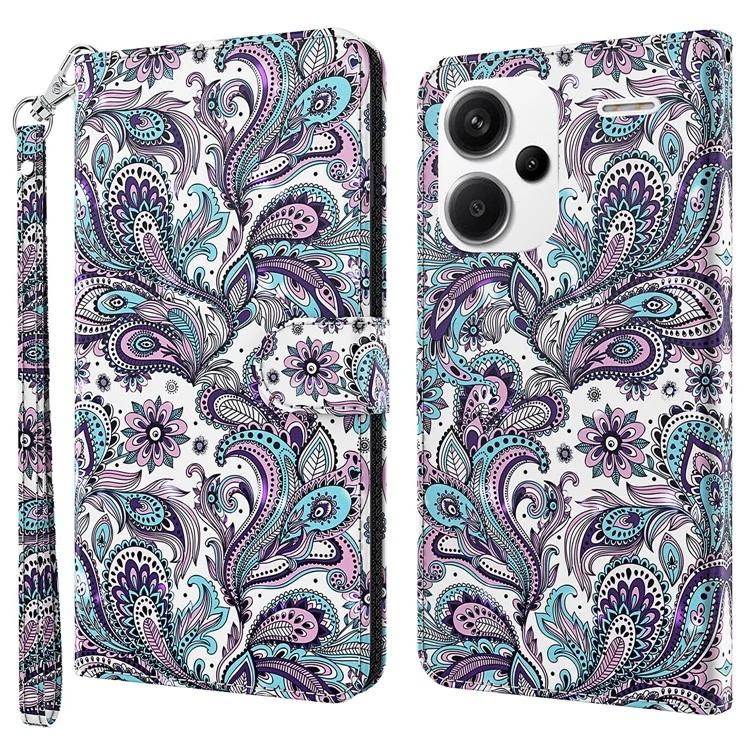 Для Xiaomi Redmi Note 13 Pro+ 5G Чехол Кожаный чехол для телефона с 3D-печатью и ремешком для руки