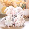 Cute Bunny Plush Doll With Striped Fabric For Bag Pendant And Key Holder