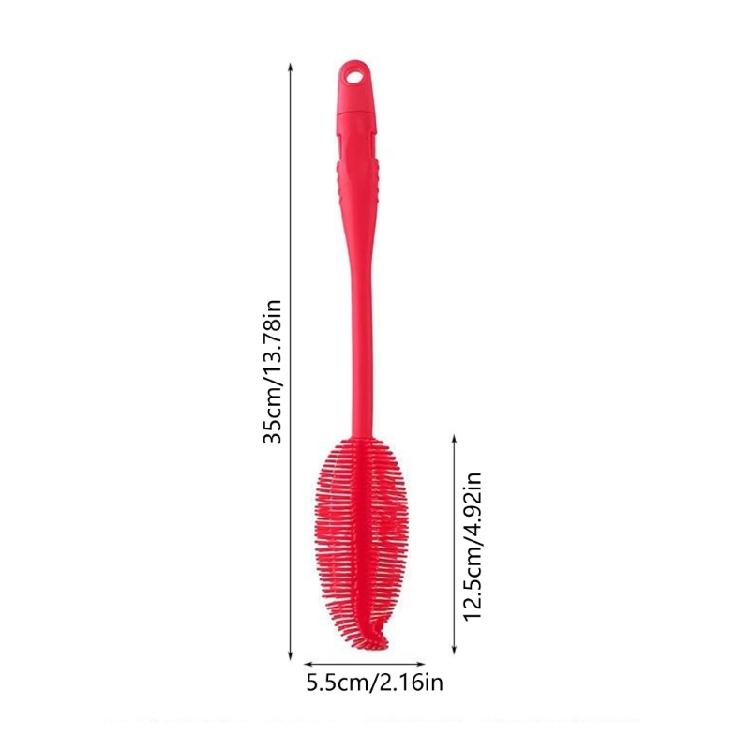 Multipurpose Long Handle Dish Brush Silicone Scrubber Brush For Cleaning Milk Bottles Flasks Narrow Mouthed Container