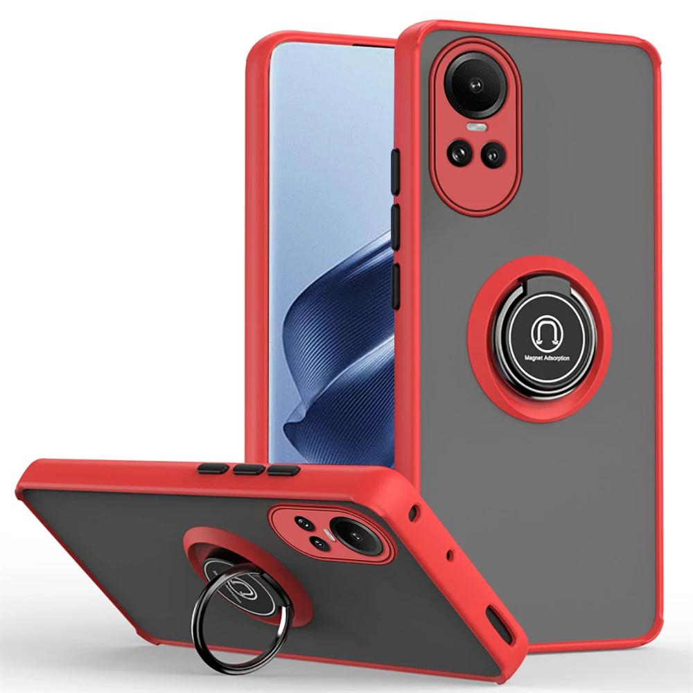 Матовый защитный чехол для OPPO Reno 10 Pro Plus 5G, чехол-кольцо с магнитным держателем, подставка Reno10, противоударный чехол Fundas