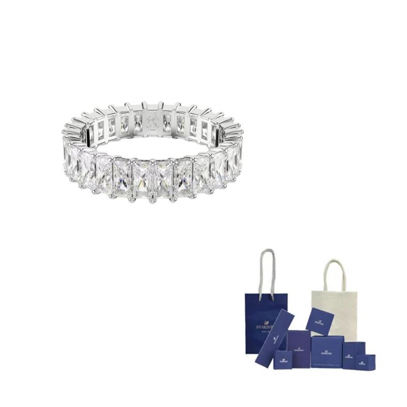 Swarovski Matri Покрытые Родийю, Покрытые Цирконием Кольца Женские Серебряные