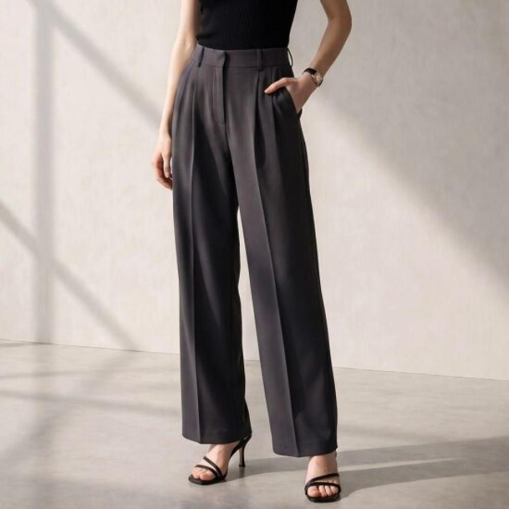 Melting Brown Women Semi Wide Slacks High Waist
