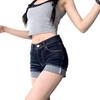 Women's High-Waisted Denim Shorts - Water-Washed, Rolled Hem, Slimming A-Line Fit, Stretchy and Hip-Hugging. Perfect for Summer 2026 Hot Girl Style.