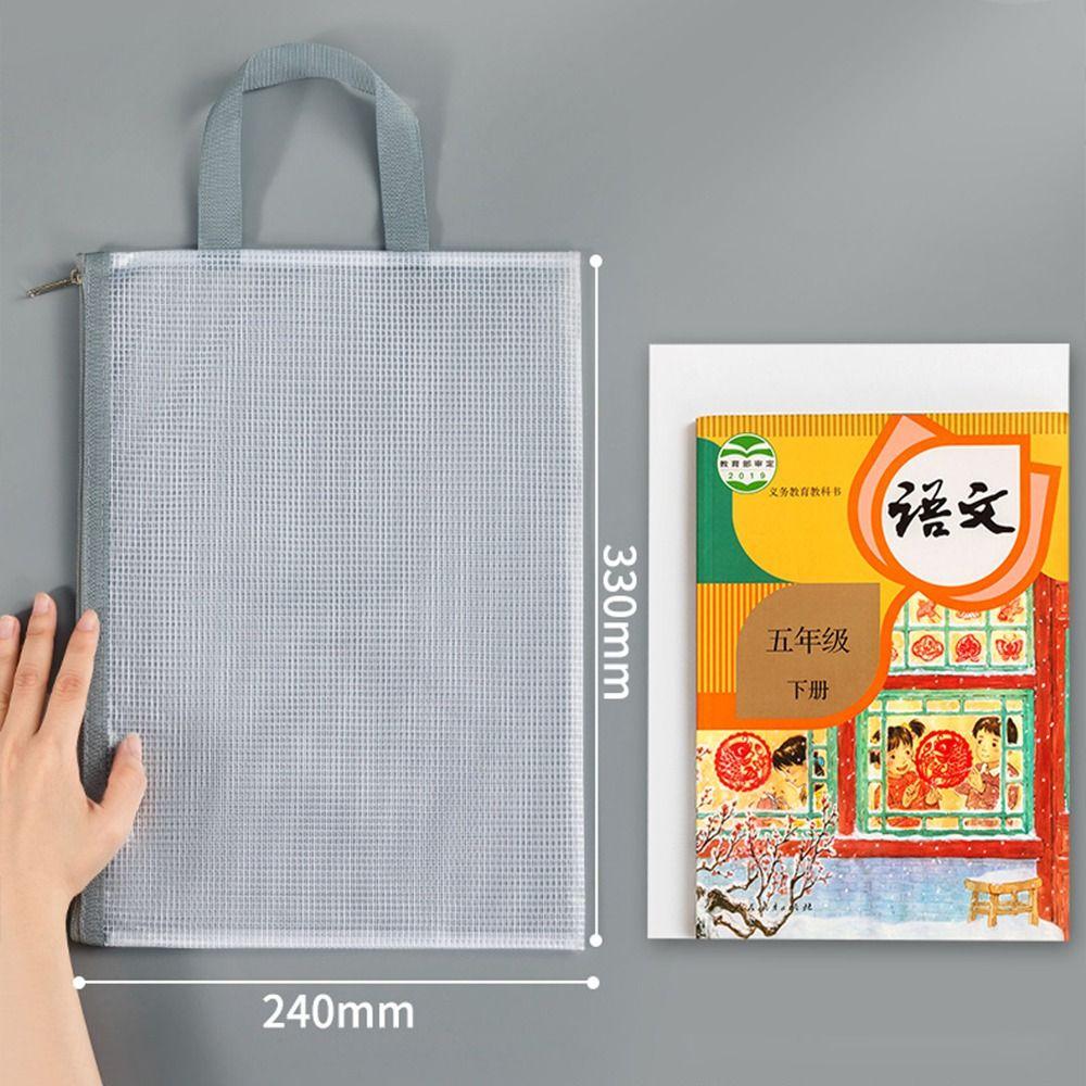 Transparent A4 File Folder Bag Waterproof Document Bag Mesh Zipper Storage Bag  School Office