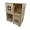 2 Layer Wooden Hamster House with Swing Hut Funny Gerbil for Small Pet Syrian
