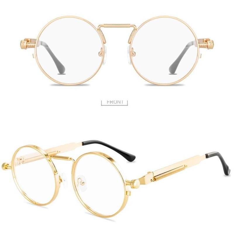 Новые Винтажные Круглые Стимпанк Солнцезащитные Очки для Мужчин Женщин Ретро Металлические Пружинные Дужки Солнечные Очки