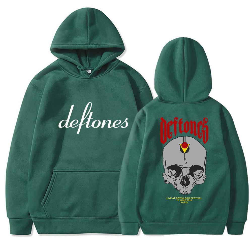 Deftones Download Festival 2016 Худи Черный Череп Рок-группа Свитшот Ну-метал Гранж Винтажный Унисекс Уличная одежда