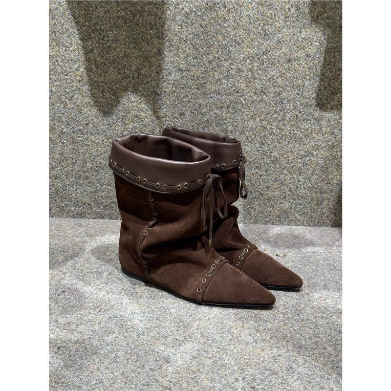 ~ Korean Niche Suede Pointed Inner Short Boots Women'S New Western Cowboy Boots Thin Boots