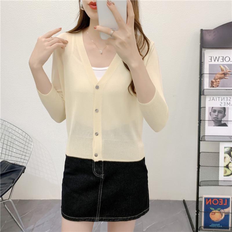 Летний кардиган из легкого трикотажа «Ледяной шелк» - Белый, Приталенный, Защита от солнца с длинными рукавами