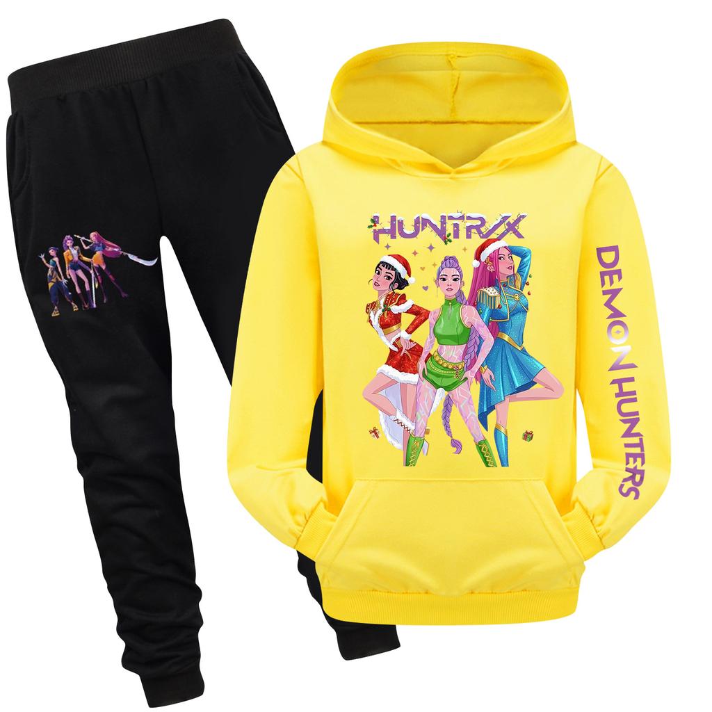 Детский худи и брюки, двухпредметный спортивный костюм, комплект свитшота с длинным рукавом и принтом