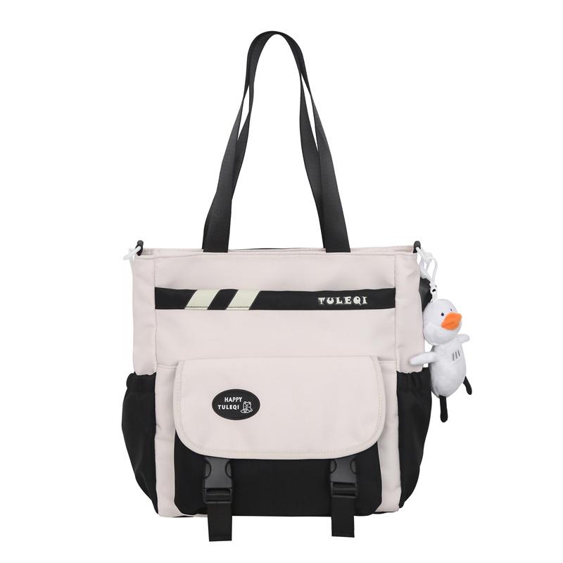 Холщовая сумка через плечо большой емкости, водонепроницаемая нейлоновая школьная сумка для студенток, сумка-тоут на одно плечо