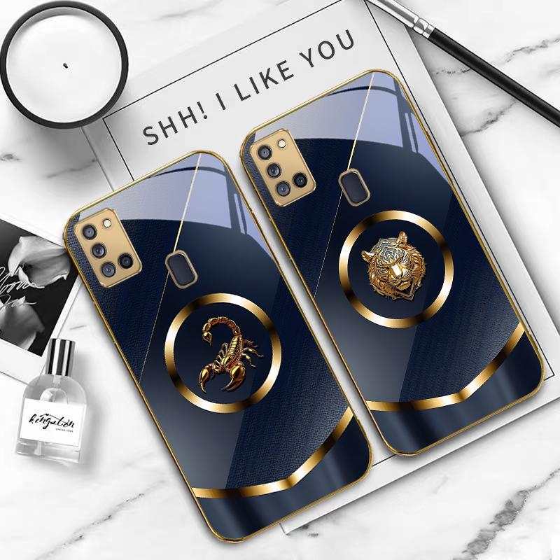 Роскошная голова тигра Для Samsung A 70 71 72 73 14 15 13 16 25 A26 31 32 33 34 35 50 51 52 53 54 55 56 Золотой стеклянный чехол для телефона