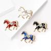 Luxury Enamel Rhinestone Horse Brooch Retro Animal Lapel Pins Elegant Zodiac Pin  Women Accessories