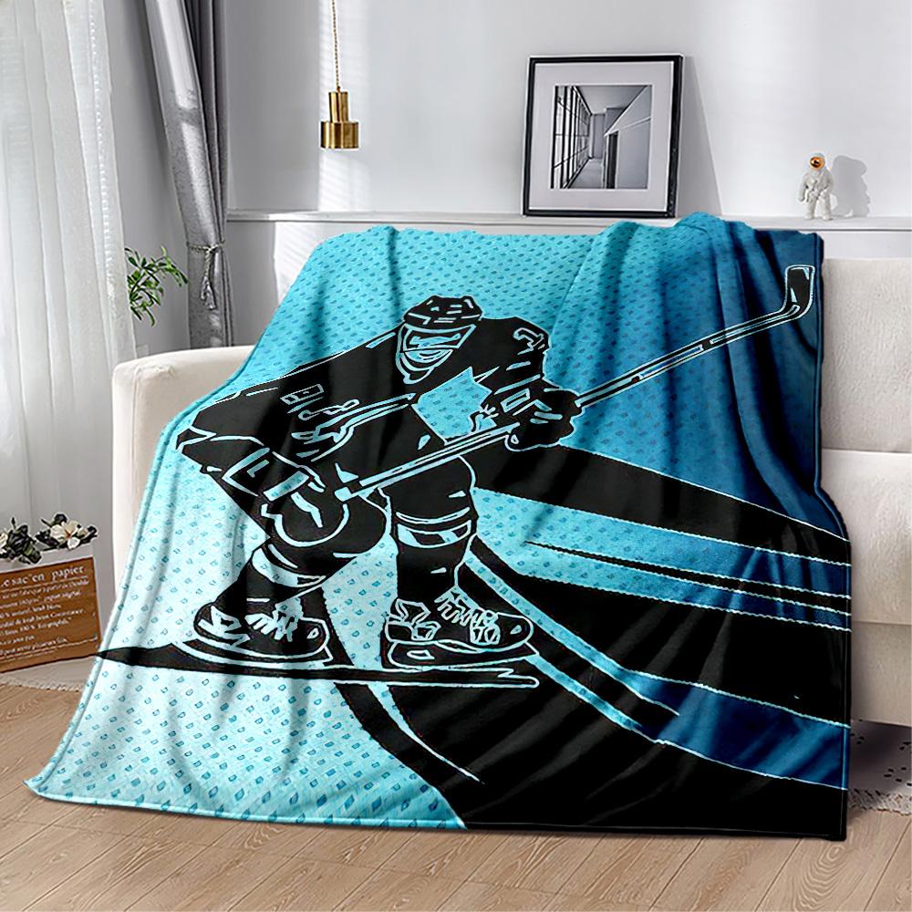 Hockey Equipment On Wooden Floor Blankets are suitable for living rooms, bedrooms, camping, and other places, making them an ideal choice for gifts.