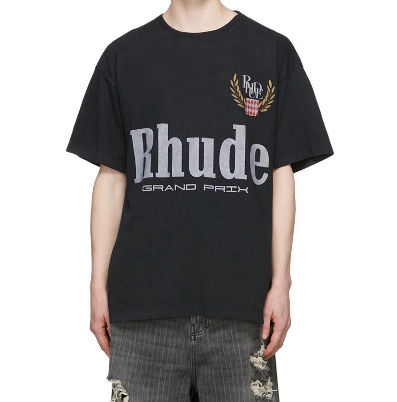 23SS cross-border trendy brand RHUDE micro-label letter printing short-sleeved T-shirt for men and women American high street loose couple