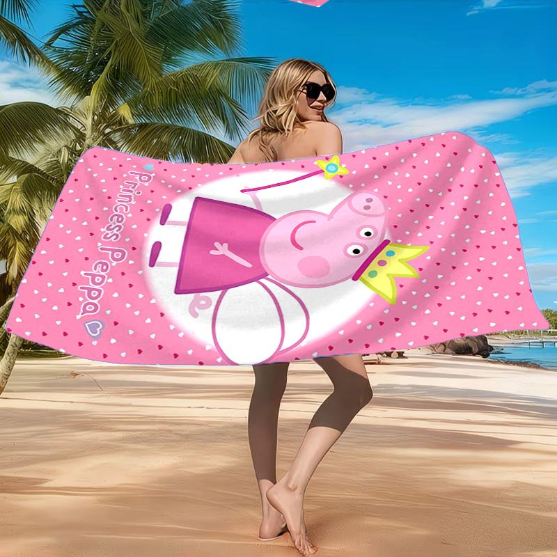 Princess Peppa Beach Towel, Quick-drying, Easy to Care for, Suitable for Both Fitness and Beach Vacations,Sports Essential