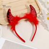 Devil Horn Decor Headband Plush Fabric Handmade Lightweight Elastic Design Hair Hoop Cosplay Parties Halloween Accessories