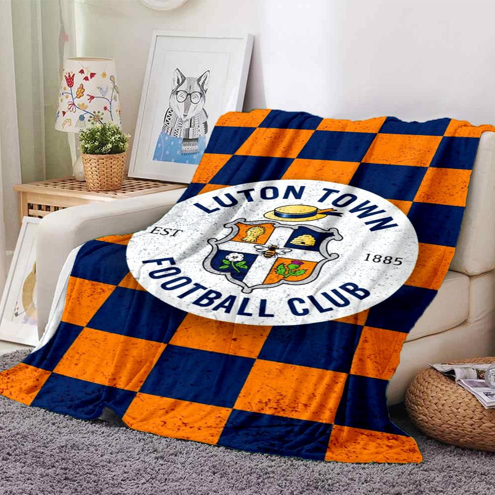 Luton Town FC Print Flannel Blanket High Quality Warm Comfortable Cover for All Seasons Perfect for Gifts Home Decor