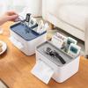Tissue Paper Box with Storage Compartments Large Capacity Easy To Install Desktop Storage Organizer Remote Holder