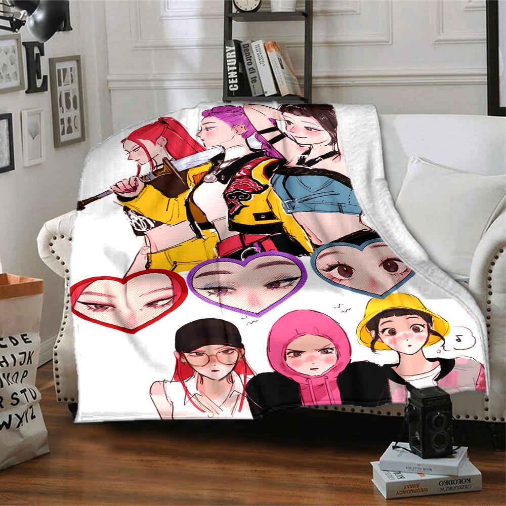 1pc KPop Demon Hunters28 Blanket, Gift, for Men and Women, Soft Blanket, Good for Sofa Bed Couch Travel, Lightweight Flannel Blanket