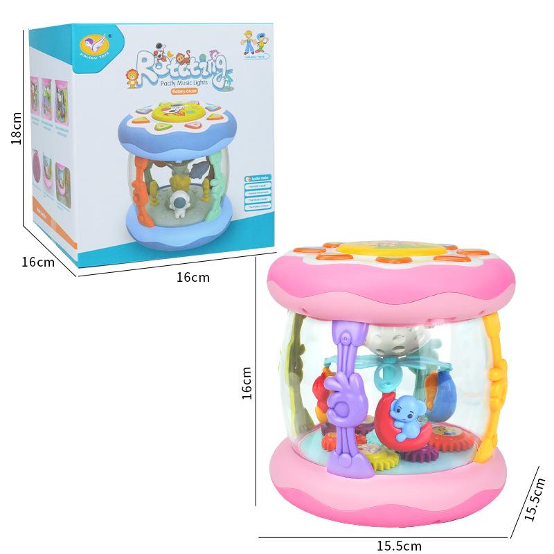 Children'S Light Music Projection Rotating Hand Drum, Multi-Functional Educational Early Education Soothing Toys For Infants And Young Children