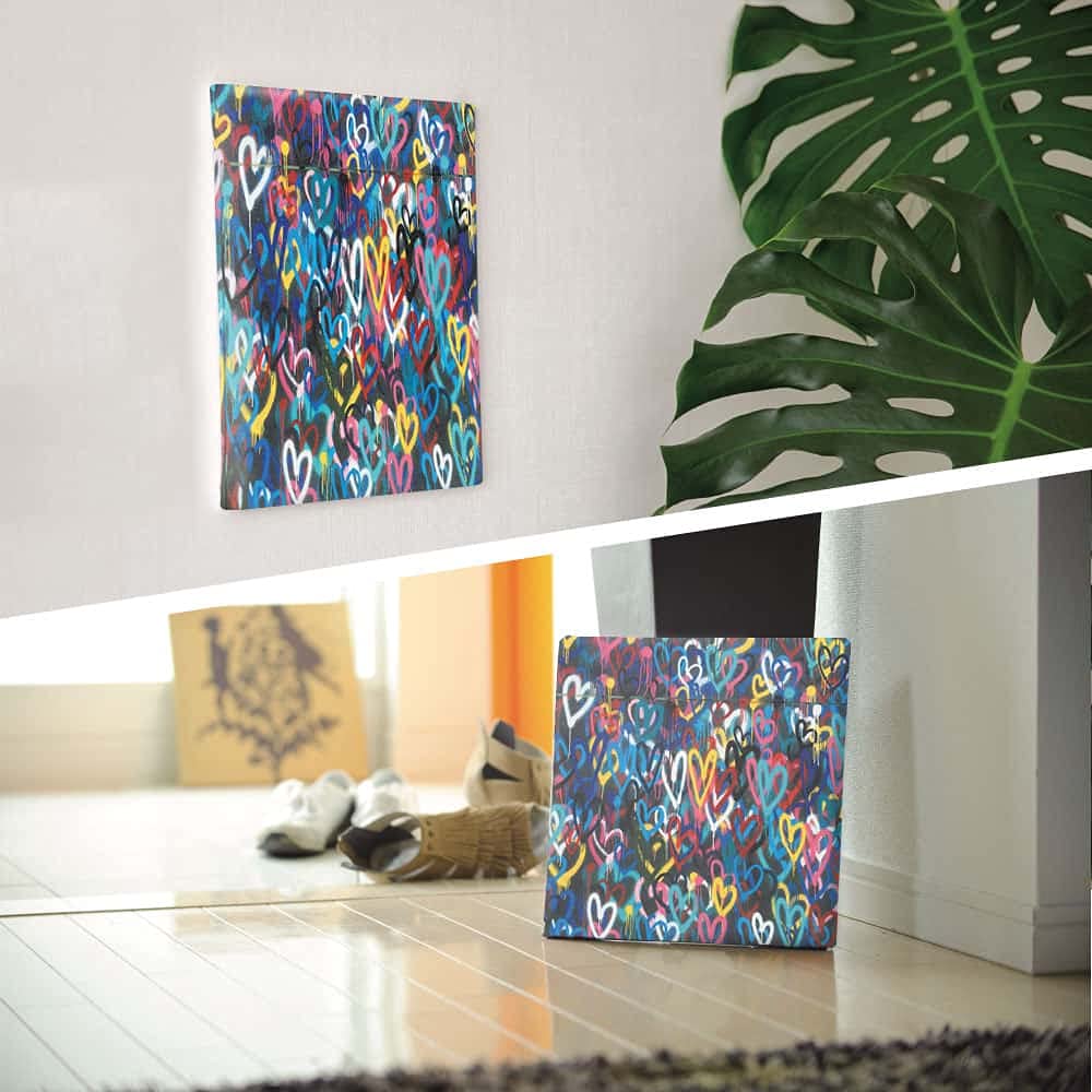 Colorful Street Heart Fabric Wall Art Panel, 57 x 57 cm, Made in Japan