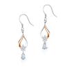 YUIITU Earrings Ladies Popularity Drop Zirconia Hook Sway Two Tone Color Earrings Silver Compatible with Metal Allergies Simple Woman Flower Present