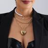 Jewelry, Beaded Necklace, Multi-Layer Imitation Pearl Necklace, Exaggerated Love Retro Necklace
