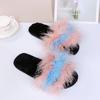Fashion Mix Color Faux Fur Cotton Slippers for Women Fashion Open Toe Flats Slippers Woman Indoor Lightweight Non Slip Plush Slides Lady