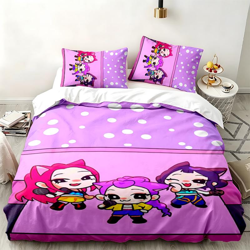 Kpop demon hunters 3pc set Perfect for bedroom use Comfortable bedding set includes a duvet cover and two pillowcases Ideal birthday or Christmas gift