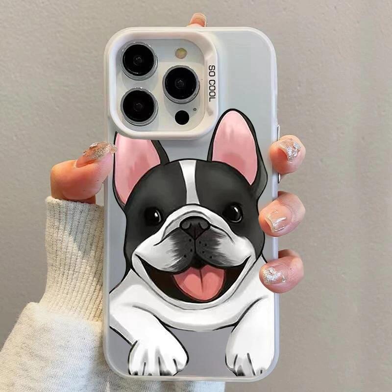 Милый Чехол Для Телефона Пара Французских Бульдогов Для IPhone 17E 16E Air 17 16 Pro Max 14 13 12 11 15 Plus Защитные Чехлы с Животными Funda