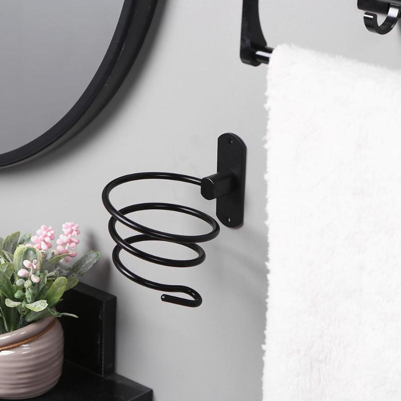 Wall Mounted Hair Dryer Holder Rack Bathroom Space Aluminum Shelf Storage Organizer Hairdryer Holder Bracket Bathroom Shelves