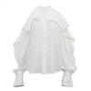 Halter Top Women Blouses Ruffled Round Neck Off-shoulder Long-sleeved High-end White Shirt New 2025 Spring French Design Fashionable