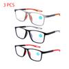3 Pcs Fashion Reading Glasses For Men Spring Leg Sports Presbyopia Glasses Anti Blue Light Glasses +100 ~+400