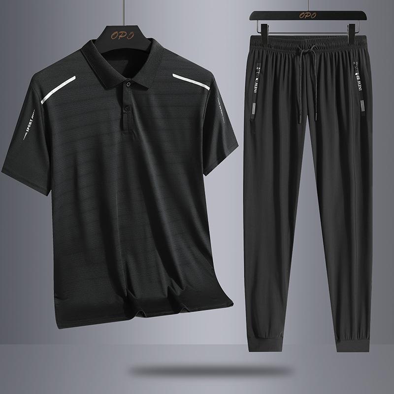 Футболка с короткими рукавами, шорты, комплект поло для льда, комплект из двух предметов, мужской летний комплект из двух предметов