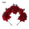 Party Costumes Hair Accessories Red Rose Crown Halloween Headbands Wedding Garland Hair Wreath