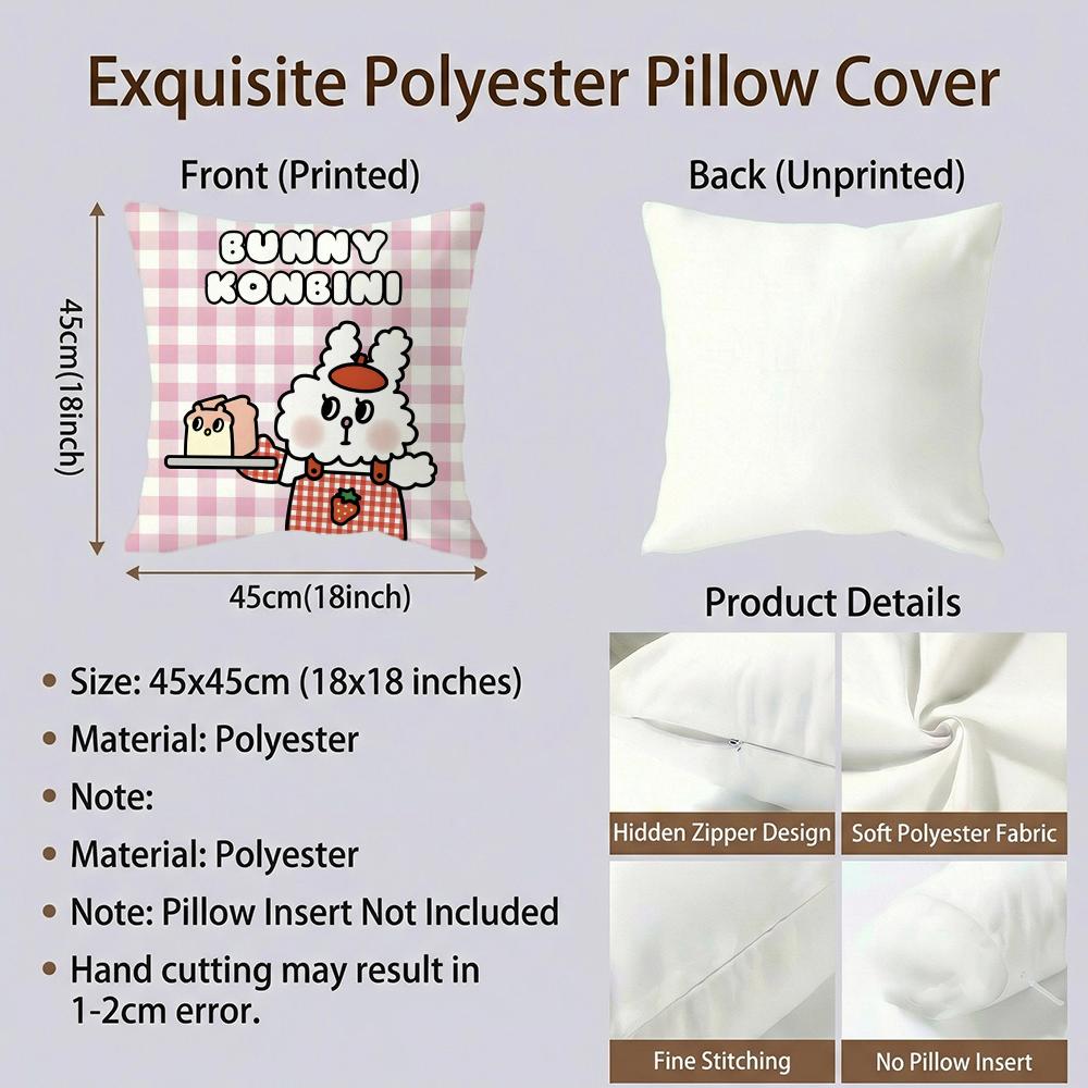 Cute Bunni Konbiny Cushion Cover Cushion Cover Set 4Pcs 50X50 45X45 40X40 Pillowcase Decorative Sofa Home Decor