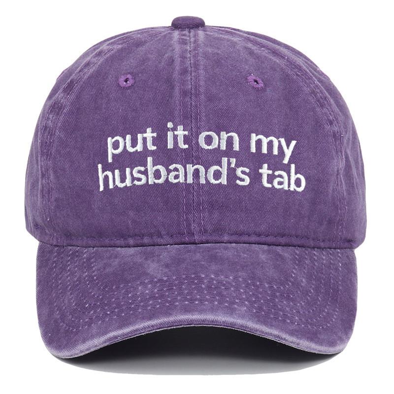 Put It On My Tab Embroidered Cotton Baseball Cap With Sunshade For Outdoor Casual Wear