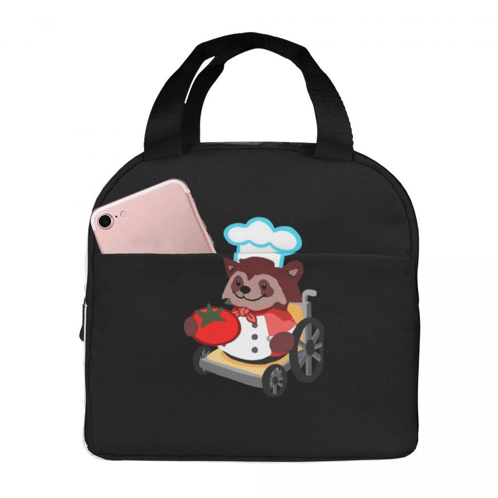 Cute Overcooked Wheelchair Raccoon Chef Gift Insulated Lunch Bag for Kids School Cooler Thermal Food Box Tote Portable