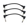 Three 15cm Flat Patch Cables for Guitar Effects, Black with L-L Plugs