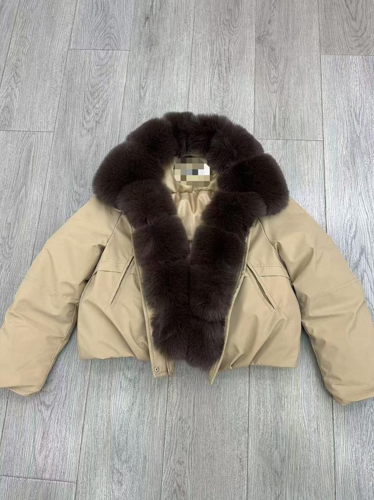 Big fur collar short pie to overcome women's thickened windproof cotton-padded clothes retro temperament small jacket women's clothing a generation