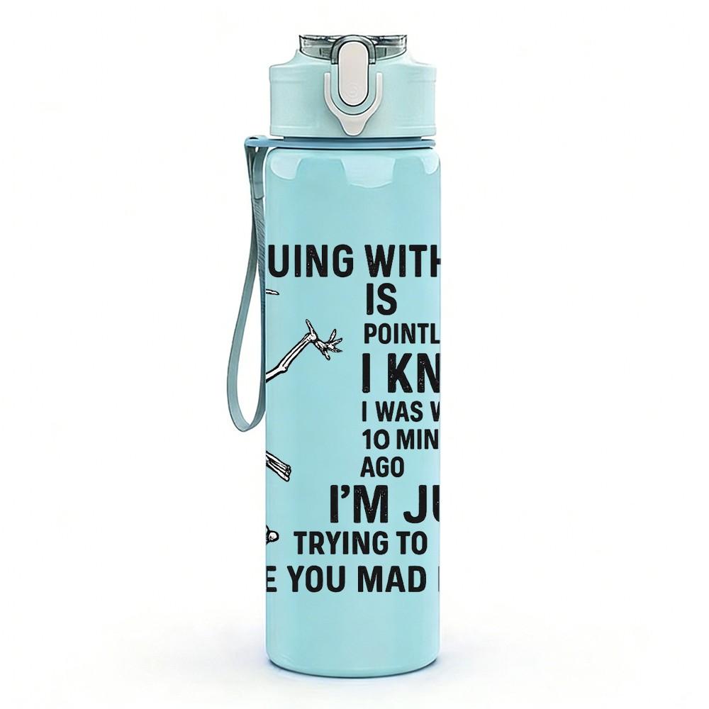 1PC Adopting With Me Cat Quote Print 750ml Color Plastic Sports Water Bottle Leakproof Flip Straw Lid Suitable for Sports Office Home Use