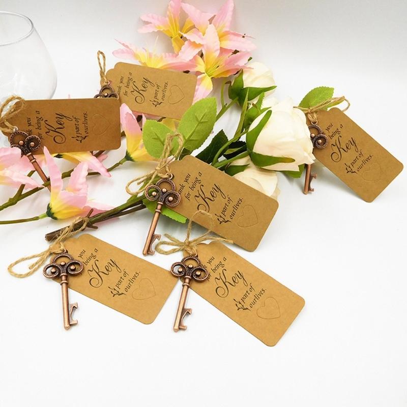 20pcs Skeleton Key Bottle Opener with Card Tag Bridal Shower Party-Favor Souvenir-Gift for Guests Wedding Party Decor