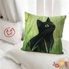 pc Art Green Bedroom And Cat Pillow Case Fashion Square Pillowcase Bedroom Sofa Room Ins Decoration Leisure