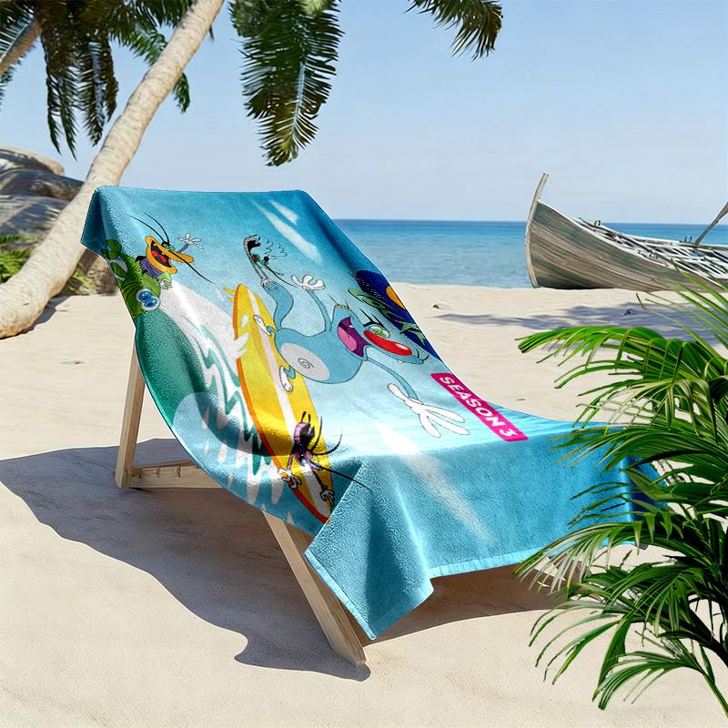 Oggy 2D Flat Print Beach Towel, Large Soft Quick Dry Towel for Beach Camping Swimming.NSTJ0928127