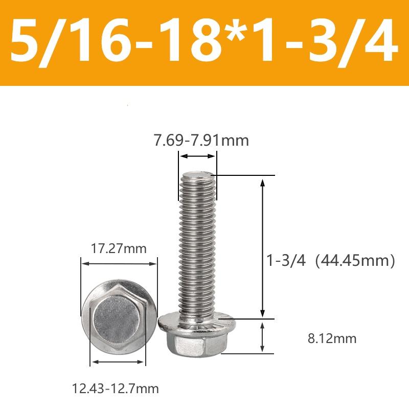 UNC 1/4-20 5/16-18 3/8-16 Болт с шестигранной головкой из нержавеющей стали 304 с зубчатым фланцем и колпачковой головкой с шестигранной шайбой