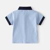 Children's Summer Boys Short Shirt, Children's Short-sleeved T-shirt, Baby Contrasting Lapel Top