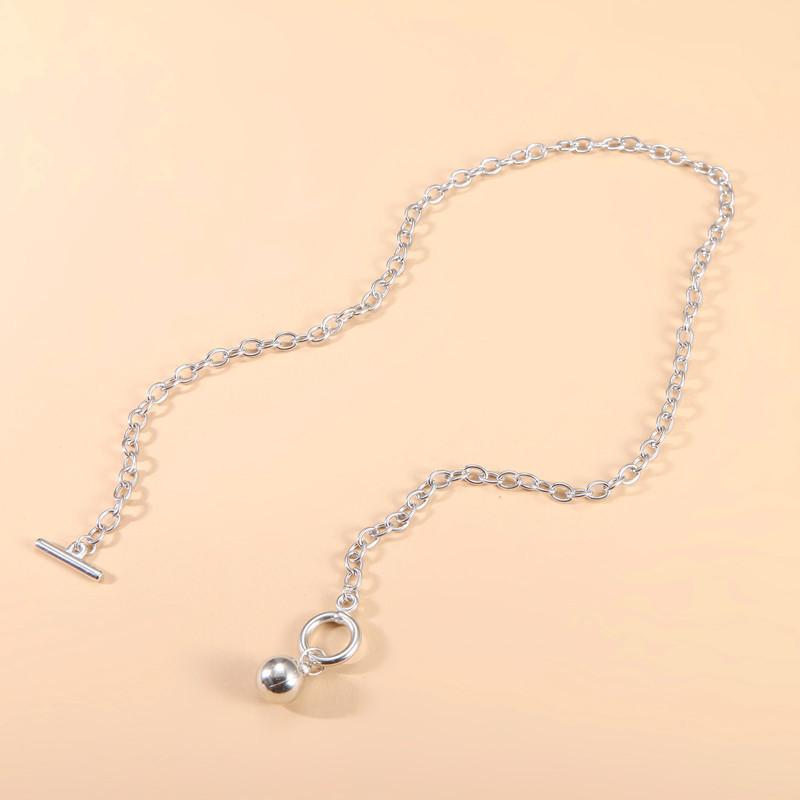 Интернет-знаменитость новый модный крутой свитер цепочка аксессуары женщины, простой хип-хоп личность геометрический от застежка шар кулон ожерелье