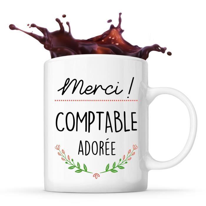 Mug - Merci Comptable Adorée - Céramique - 325 ml - Lave-vaisselle et Micro-onde